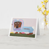 Dachshund Easter Bunny Card カード (黄色い花)
