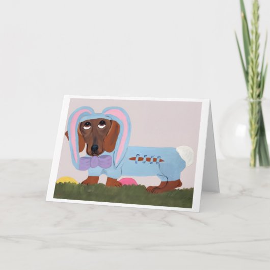 Dachshund Easter Bunny Card カード (正面)