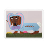 Dachshund Easter Bunny Card マグネット (横)