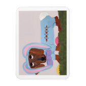 Dachshund Easter Bunny Card マグネット (縦)