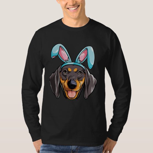Dachshund Easter Bunny Ears  Men Women Dog Tシャツ (正面)