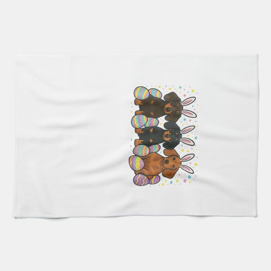 Dachshund Easter T-Shirt キッチンタオル (横)