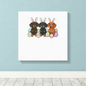 Dachshund Easter T-Shirt キャンバスプリント (インサイチュ (ウッドフロア))