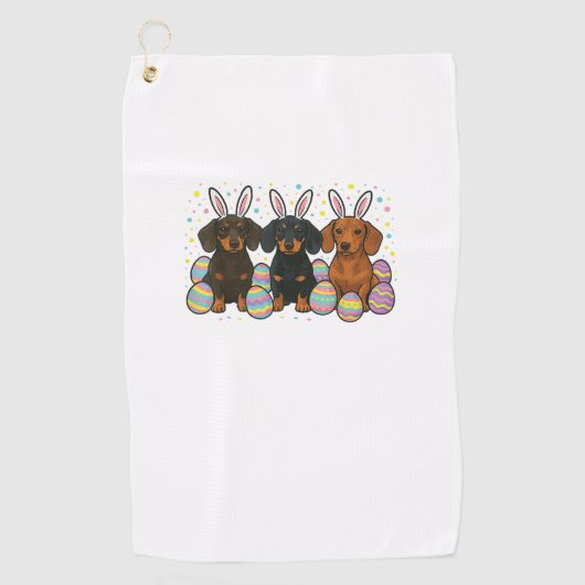 Dachshund Easter T-Shirt ゴルフタオル (正面)