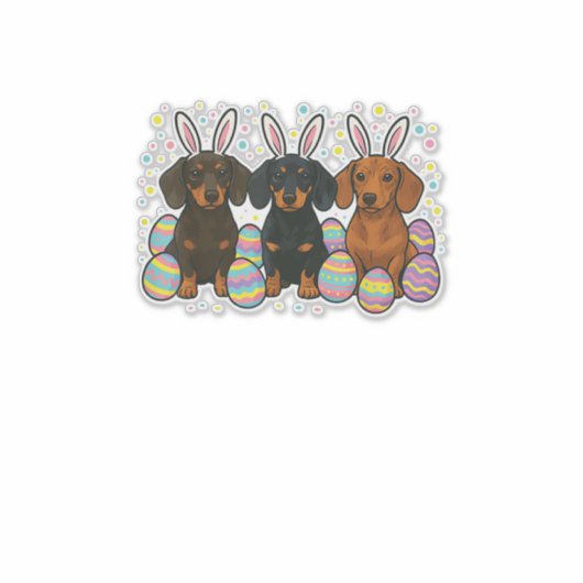 Dachshund Easter T-Shirt シール (正面)