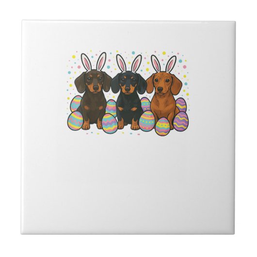 Dachshund Easter T-Shirt タイル (正面)