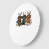 Dachshund Easter T-Shirt ラージ壁時計 (傾斜)