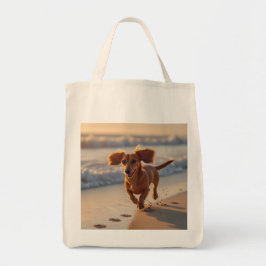 Dachshund Elegant Grocery Tote Bag トートバッグ