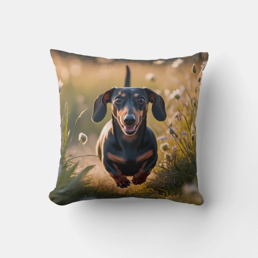 Dachshund Elegant Throw Pillow クッション (正面)