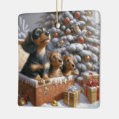 Dachshund Family Personalized Tree Ornament セラミックオーナメント (左)