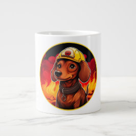 Dachshund firefighter ジャンボコーヒーマグカップ