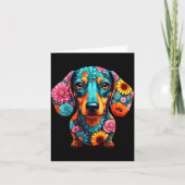 Dachshund Flower Funny Dog カード (正面)