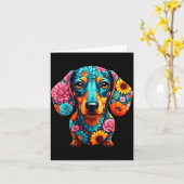 Dachshund Flower Funny Dog カード (黄色い花)