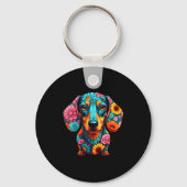 Dachshund Flower Funny Dog キーホルダー (正面)