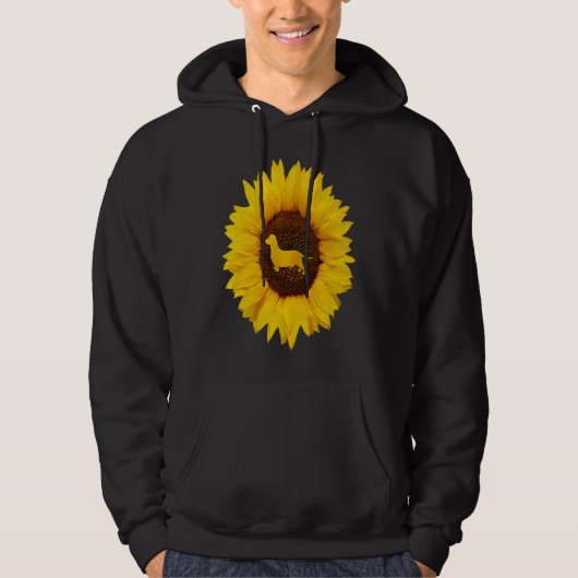 Dachshund For Women Men Sausage Dog Sunflower パーカ (正面)
