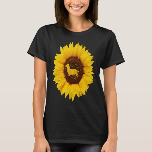 Dachshund  For Women Men Sausage Dog Sunflower Tシャツ (正面)