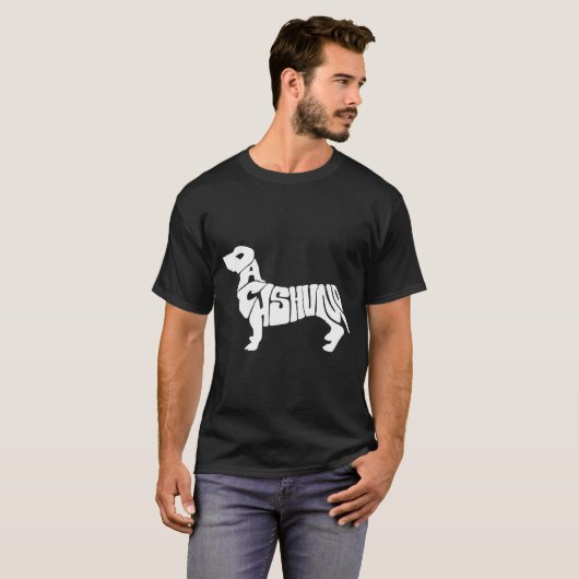 Dachshund Funny Text Dog Tygraphy T Shirt  Tシャツ (正面フル)