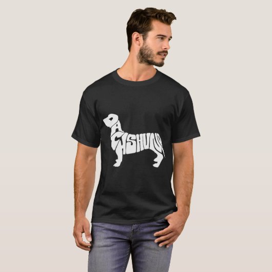 Dachshund Funny Text Dog Tygraphy T Shirt  Tシャツ (正面フル)