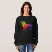 Dachshund Gay Pride LGBT LGBTQ Rainbow Flag Dog スウェットシャツ (正面フル)