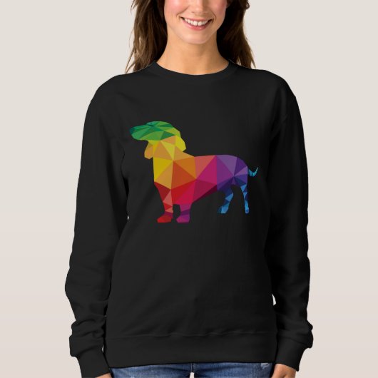 Dachshund Gay Pride LGBT LGBTQ Rainbow Flag Dog スウェットシャツ (正面)