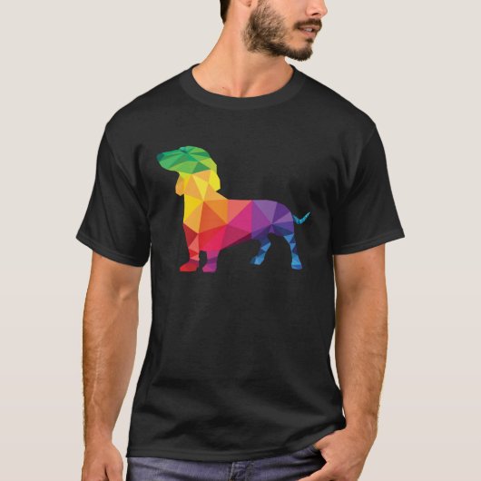Dachshund Gay Pride LGBT LGBTQ Rainbow Flag Dog Tシャツ (正面)