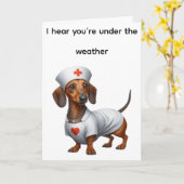 Dachshund Get Well カード (黄色い花)