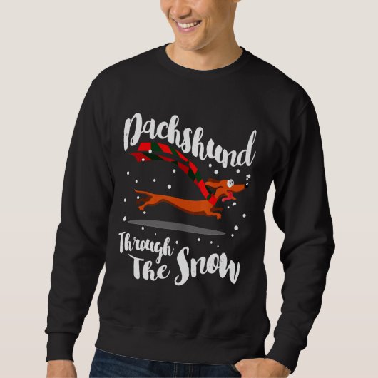 Dachshund Gif Through The Snow スウェットシャツ (正面)
