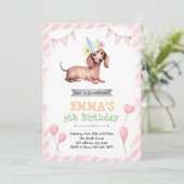Dachshund girl party invitation 招待状 (スタンド正面)