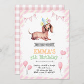 Dachshund girl party invitation 招待状 (正面/裏面)