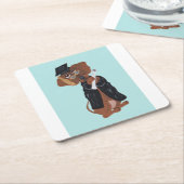Dachshund Graduate スクエアペーパーコースター (アングル)