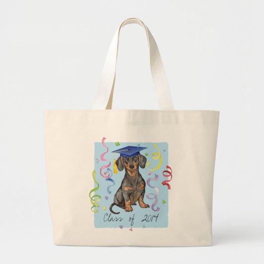 Dachshund Graduate ラージトートバッグ (正面)