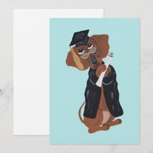 Dachshund Graduate 招待状 (正面/裏面)