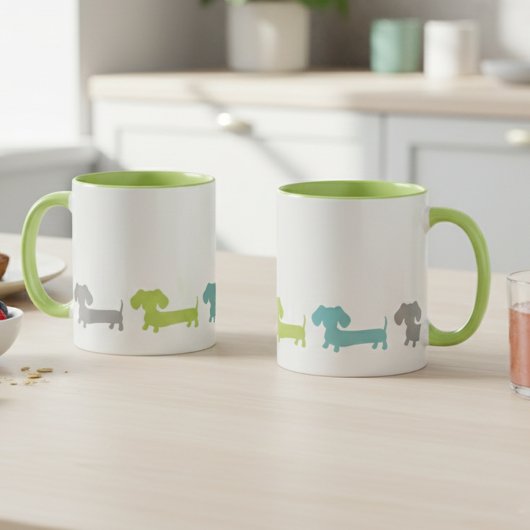 Dachshund Green Blue Coffee Mug マグカップ