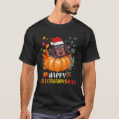 Dachshund Hallothanksmas Halloween Thanksgiving Ch Tシャツ (正面)