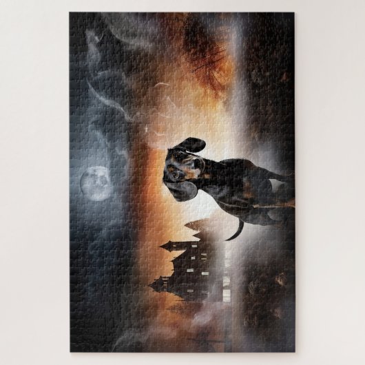 Dachshund Halloween Scary ジグソーパズル (縦)