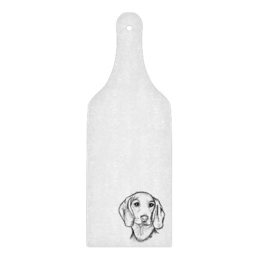 dachshund hand drawn sketch black white puppy dog  カッティングボード (正面)
