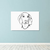 dachshund hand drawn sketch black white puppy dog  キャンバスプリント (インサイチュ (ウッドフロア))