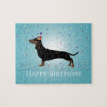 Dachshund Happy Birthday Design ジグソーパズル<br><div class="desc">This silhouette can also represent: Artois, Wiener dog, Weiner dog, Sausage Dog, Hot Dog, Hotdog, Teckel, Tweenie, Dachshund, Doxie, Hound, Standard Dachshund, Miniature Dachshund, Mini Dachshund, long bodied, hunting, Badger Dog, German, Liberty Hound, Smooth Dachshund, smooth, Rough Haired Dachshund, Longhaired Dachshund, Long Haired Mini Dachshund, Long Haired Dachshund, black and...</div>