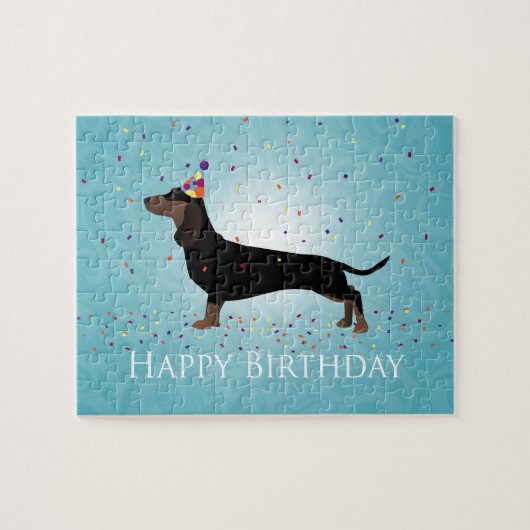 Dachshund Happy Birthday Design ジグソーパズル (横)