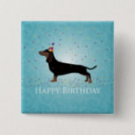 Dachshund Happy Birthday Design 缶バッジ<br><div class="desc">This silhouette can also represent: Artois, Wiener dog, Weiner dog, Sausage Dog, Hot Dog, Hotdog, Teckel, Tweenie, Dachshund, Doxie, Hound, Standard Dachshund, Miniature Dachshund, Mini Dachshund, long bodied, hunting, Badger Dog, German, Liberty Hound, Smooth Dachshund, smooth, Rough Haired Dachshund, Longhaired Dachshund, Long Haired Mini Dachshund, Long Haired Dachshund, black and...</div>