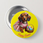 Dachshund Happy Easter Button 缶バッジ (正面&裏面)