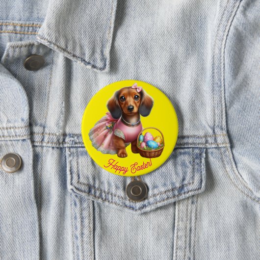 Dachshund Happy Easter Button 缶バッジ (インサイチュ)