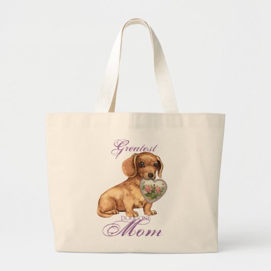 Dachshund Heart Mom ラージトートバッグ (正面)