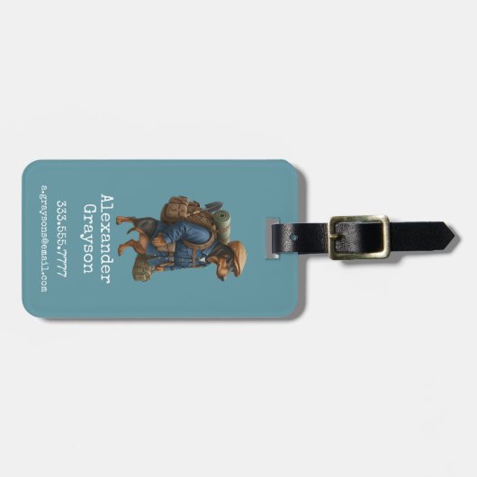 Dachshund Hiker Personalized  + Hi it' Me bag ラゲッジタグ (正面横)