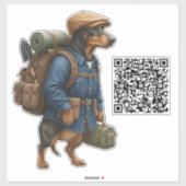 Dachshund Hiker + QR Code シール (シート)