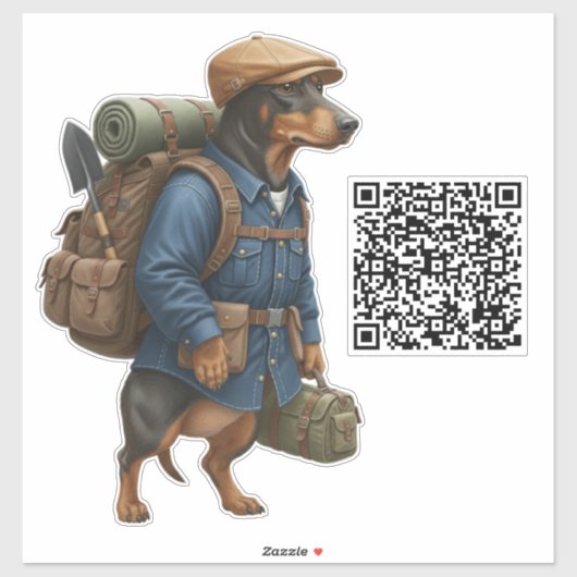 Dachshund Hiker + QR Code シール (シート)