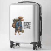 Dachshund Hiker + QR Code シール (スーツケース)