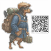 Dachshund Hiker + QR Code シール (正面)