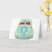 Dachshund Hippiesの花の愛モバイル カード (黄色い花)