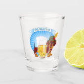 Dachshund in Alpine Hatオクトーバーフェストロゴ ショットグラス (正面)